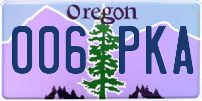 OR license plate 006PKA
