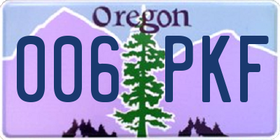OR license plate 006PKF