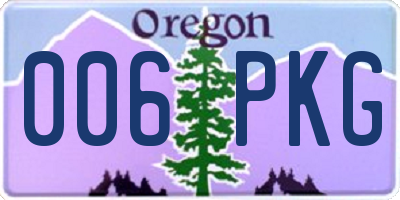 OR license plate 006PKG
