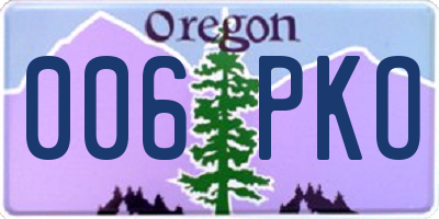 OR license plate 006PKO
