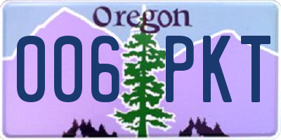 OR license plate 006PKT