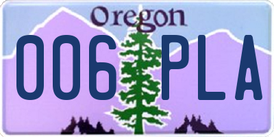 OR license plate 006PLA