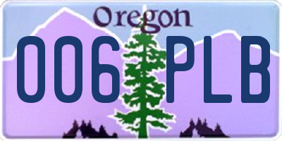 OR license plate 006PLB