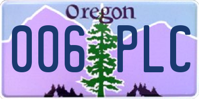OR license plate 006PLC