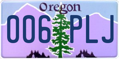 OR license plate 006PLJ