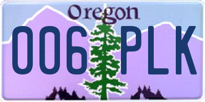 OR license plate 006PLK