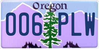 OR license plate 006PLW