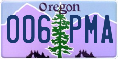 OR license plate 006PMA