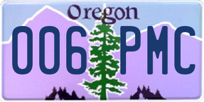 OR license plate 006PMC