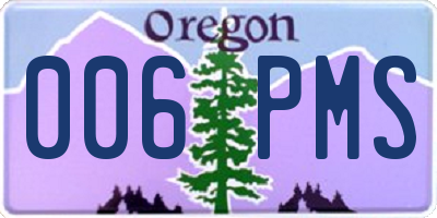OR license plate 006PMS
