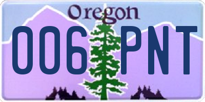 OR license plate 006PNT