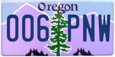 OR license plate 006PNW