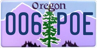 OR license plate 006POE