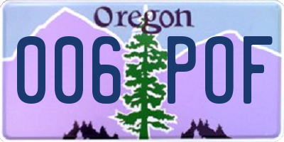 OR license plate 006POF