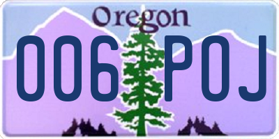 OR license plate 006POJ