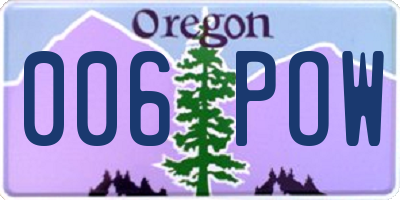 OR license plate 006POW
