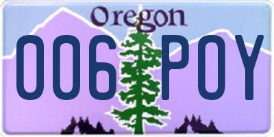 OR license plate 006POY