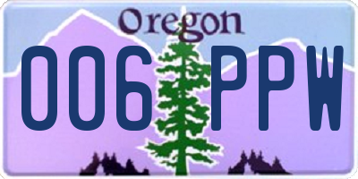 OR license plate 006PPW