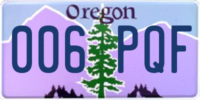OR license plate 006PQF