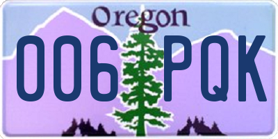 OR license plate 006PQK