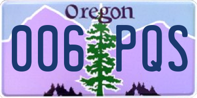 OR license plate 006PQS