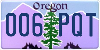 OR license plate 006PQT