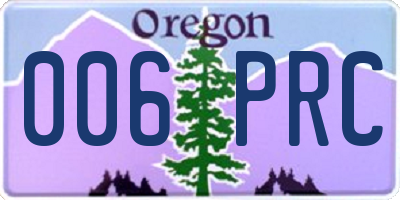 OR license plate 006PRC