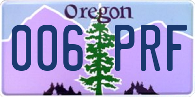 OR license plate 006PRF