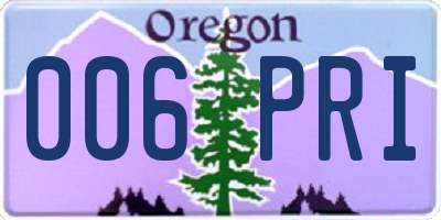 OR license plate 006PRI