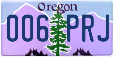 OR license plate 006PRJ