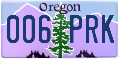 OR license plate 006PRK