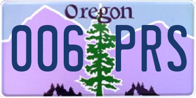OR license plate 006PRS