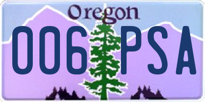 OR license plate 006PSA