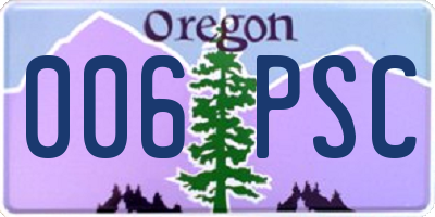 OR license plate 006PSC