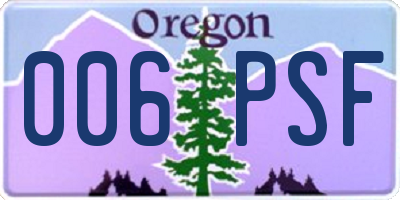 OR license plate 006PSF