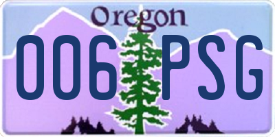 OR license plate 006PSG