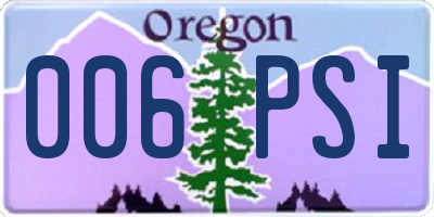 OR license plate 006PSI