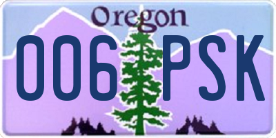 OR license plate 006PSK