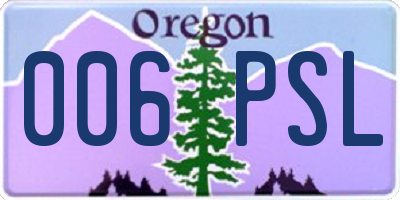 OR license plate 006PSL