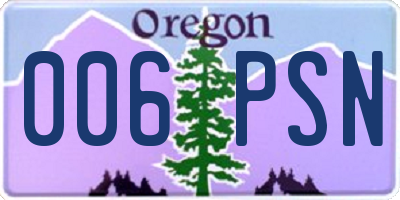 OR license plate 006PSN