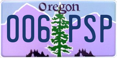 OR license plate 006PSP