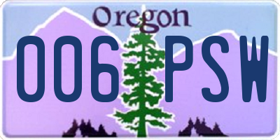 OR license plate 006PSW