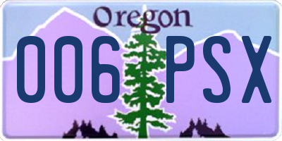 OR license plate 006PSX