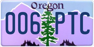 OR license plate 006PTC