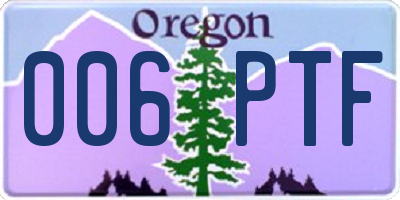 OR license plate 006PTF