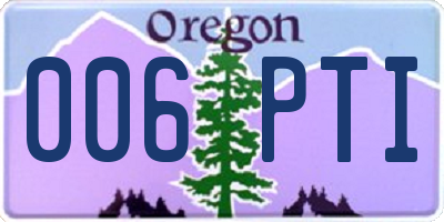 OR license plate 006PTI