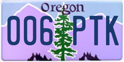 OR license plate 006PTK