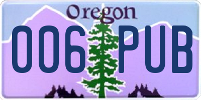 OR license plate 006PUB