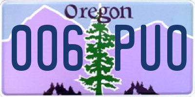 OR license plate 006PUO