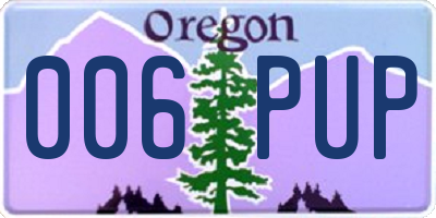 OR license plate 006PUP